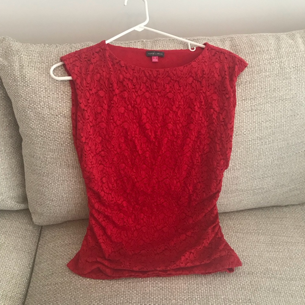Vince Camuto sleeveless red lace top